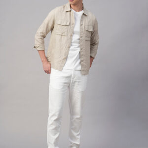 Men's Natural Pure Linen Regular Fit Light Weight Summer Jacket