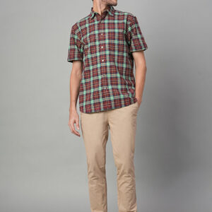 Men's Red Cotton Linen Regular Fit Shirt
