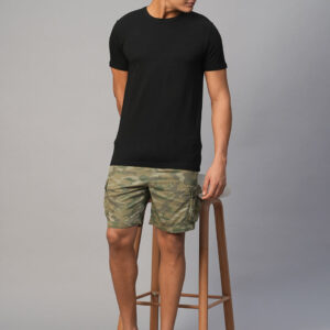 Men's Olive Cotton Regular Fit Shorts
