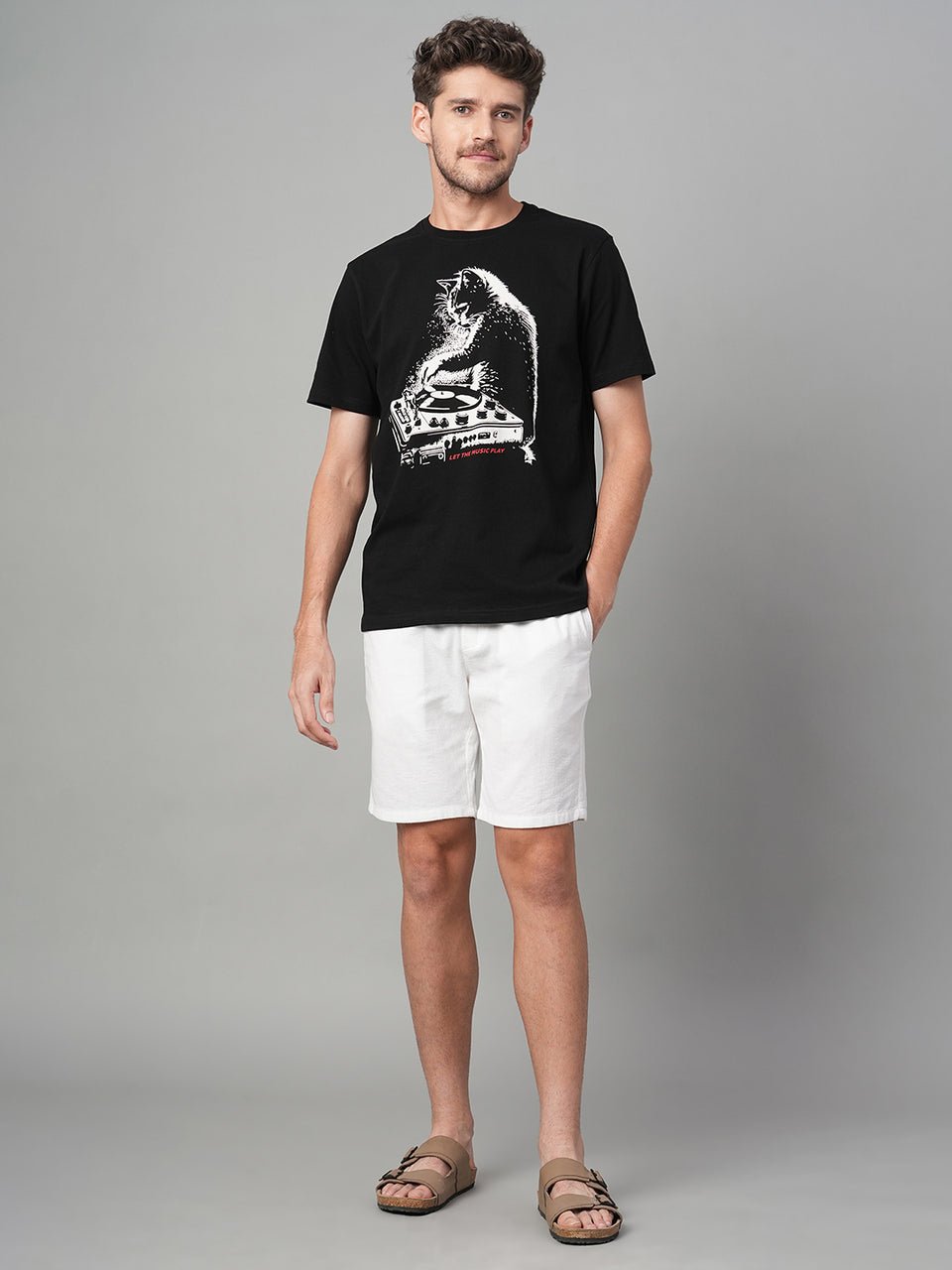 Men's Black 100% Cotton Regular Fit Tshirt