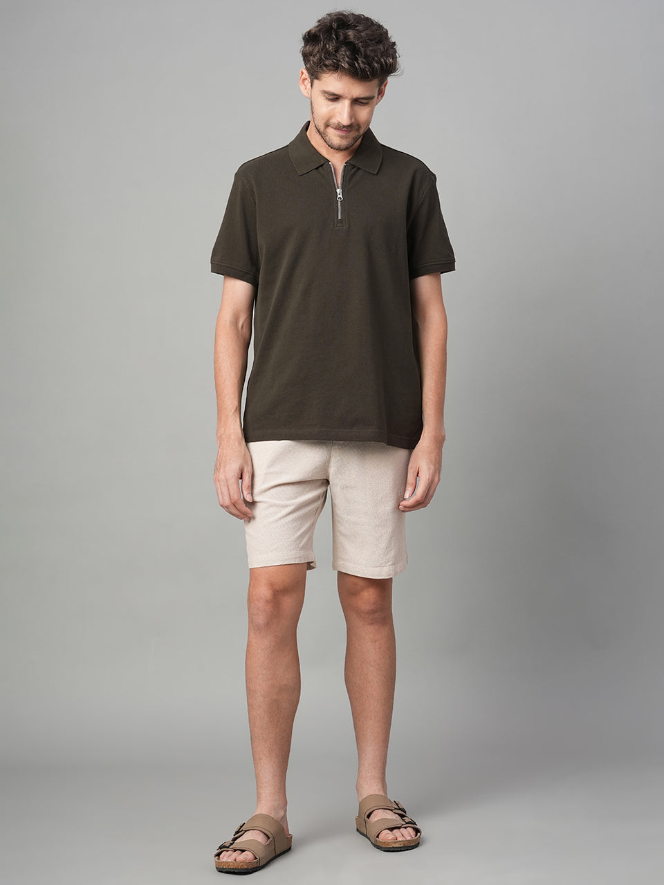 Men's Brown 100% Cotton Regular Fit Tshirt